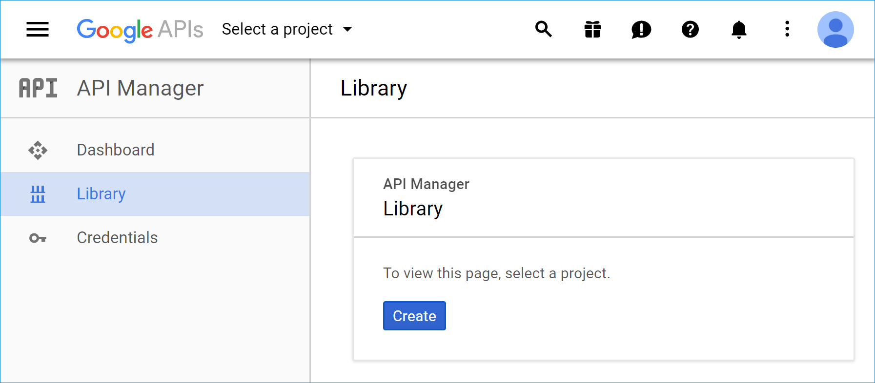 API Manager Library page