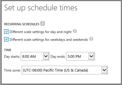 Set schedule times
