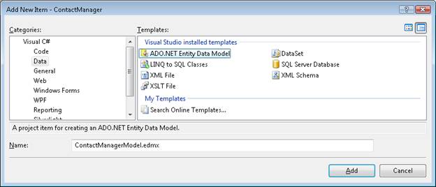 The New Project dialog box