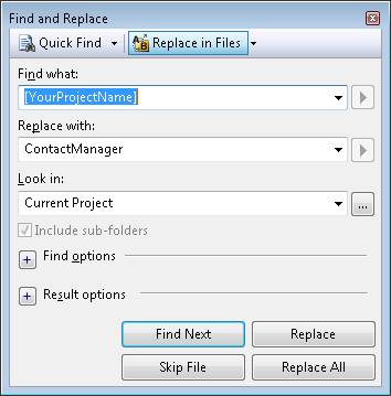 The New Project dialog box