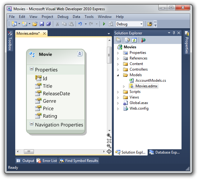 Movies - Microsoft Visual Web Developer 2010 Express