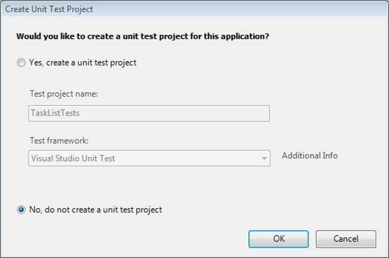 The New Project dialog box