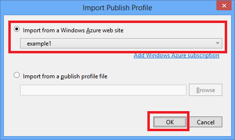 Import Publish Profile