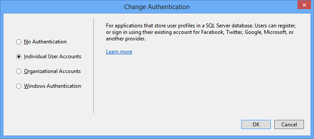 Configure authentication dialog
