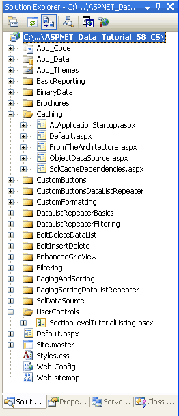 Add the ASP.NET Pages for the Caching-Related Tutorials