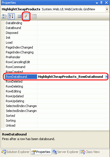 Create an Event Handler for the GridView’s RowDataBound Event