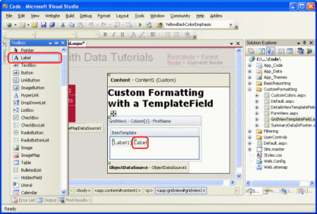 Add a Label Web Control to the FirstName TemplateField’s ItemTemplate