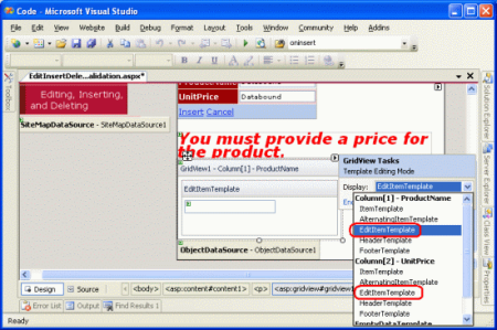 We Need to Extend the ProductName and UnitPrice’s EditItemTemplates