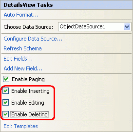 Configure the DetailsView to Support Editing, Inserting, and Deleting