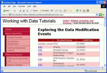 The Interface Allows Editing Just the Product’s Name and Price