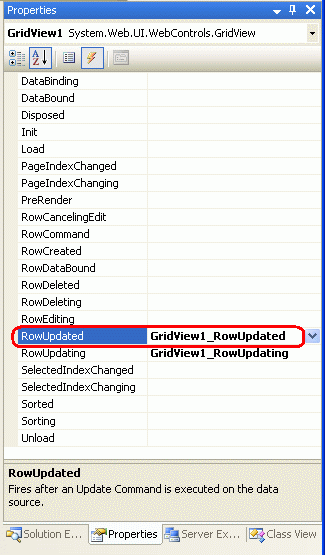 Create an Event Handler for the GridView’s RowUpdated Event