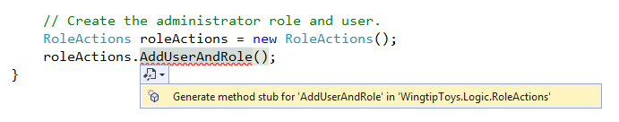 Membership and Advministration - Generate Method Stub