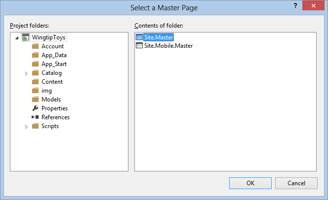 UI and Navigation - Select Master Page