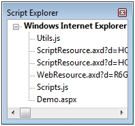 The Script Explorer provides easy access to scripts used in a page.