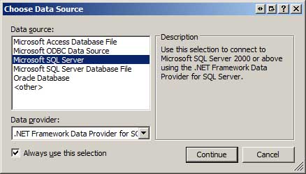 Choose to Add a New Database to the Server Explorer