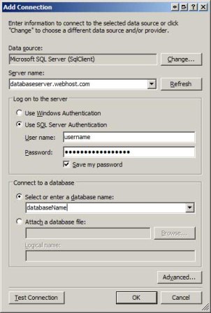 Specify the Database Connection Information