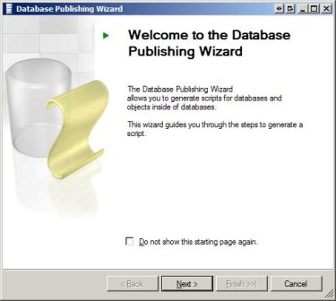 The Database Publishing Wizard Splash Screen