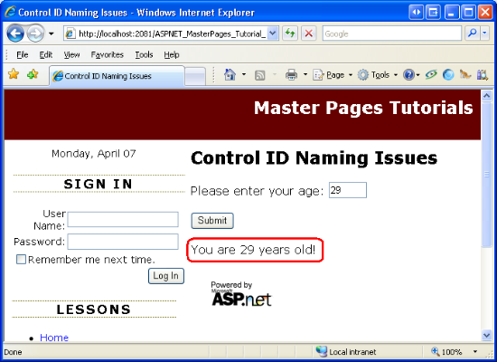 The User’s Age is Displayed in the Label