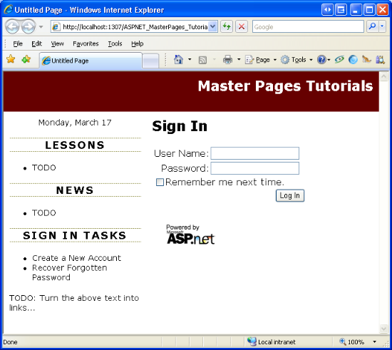 The Login Page Represses the QuickLoginUI ContentPlaceHolder’s Default Content