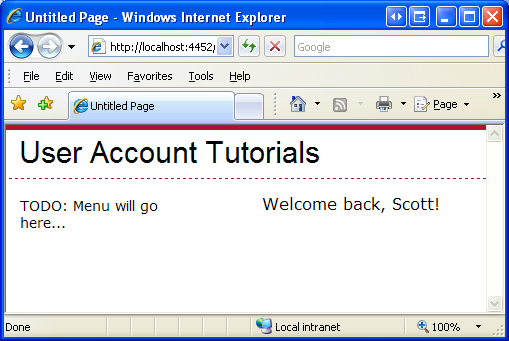 The Welcome Message Includes the Currently Logged In User’s Name
