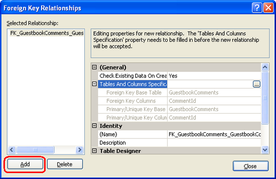 Use the Foreign Key Relationships Dialog Box to Manage a Table’s Foreign Key Constraints