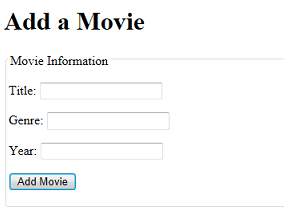 ‘Add Movie’ page in browser