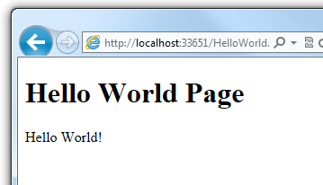 “Hello World” page running in the browser