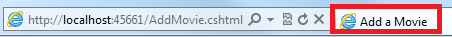 A browser tab showing the ‘Add Movies’ title created dynamically