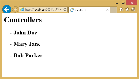 Controller displaying REST results