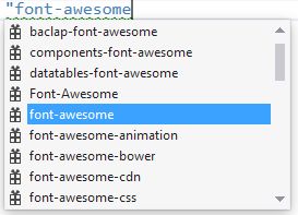 IntelliSense of bower package explorer