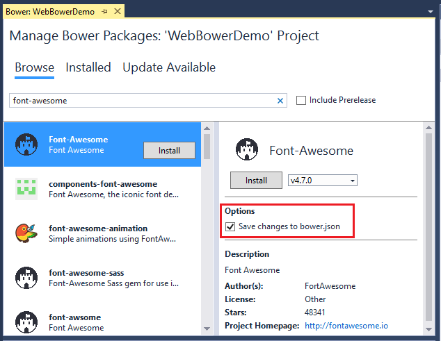manage bower packages