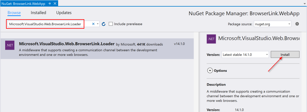 Add package with NuGet Package Manager