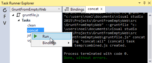 task runner explorer run each task