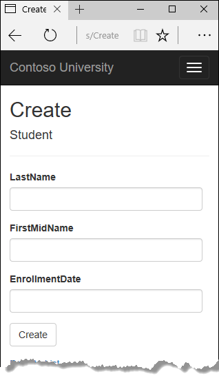 Student Create page