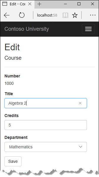 Course Edit page