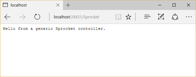 Example output from the sample app reads, ‘Hello from a generic Sproket controller.’