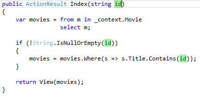 Code editor showing the variable has been changed to id