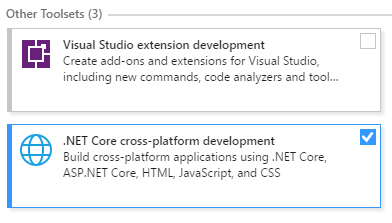.NET Core cross-cross-platfrom development (under Other Toolsets)